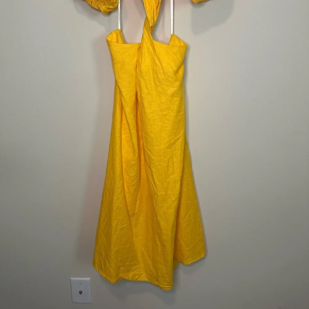 NWT FARM Rio Off Shoulder Twist Front Linen Blend Dress Size Small - Picture 10 of 14